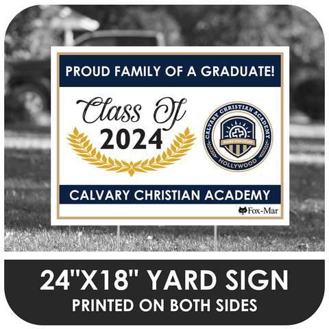 Calvary Christian Academy - Hollywood School Logo Yard Sign - Modern Design