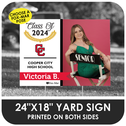 Cooper City High: Fox-Mar Pose Yard Sign - Modern Design