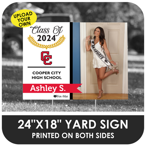 Cooper City High: Custom Photo & Name Yard Sign - Modern Design