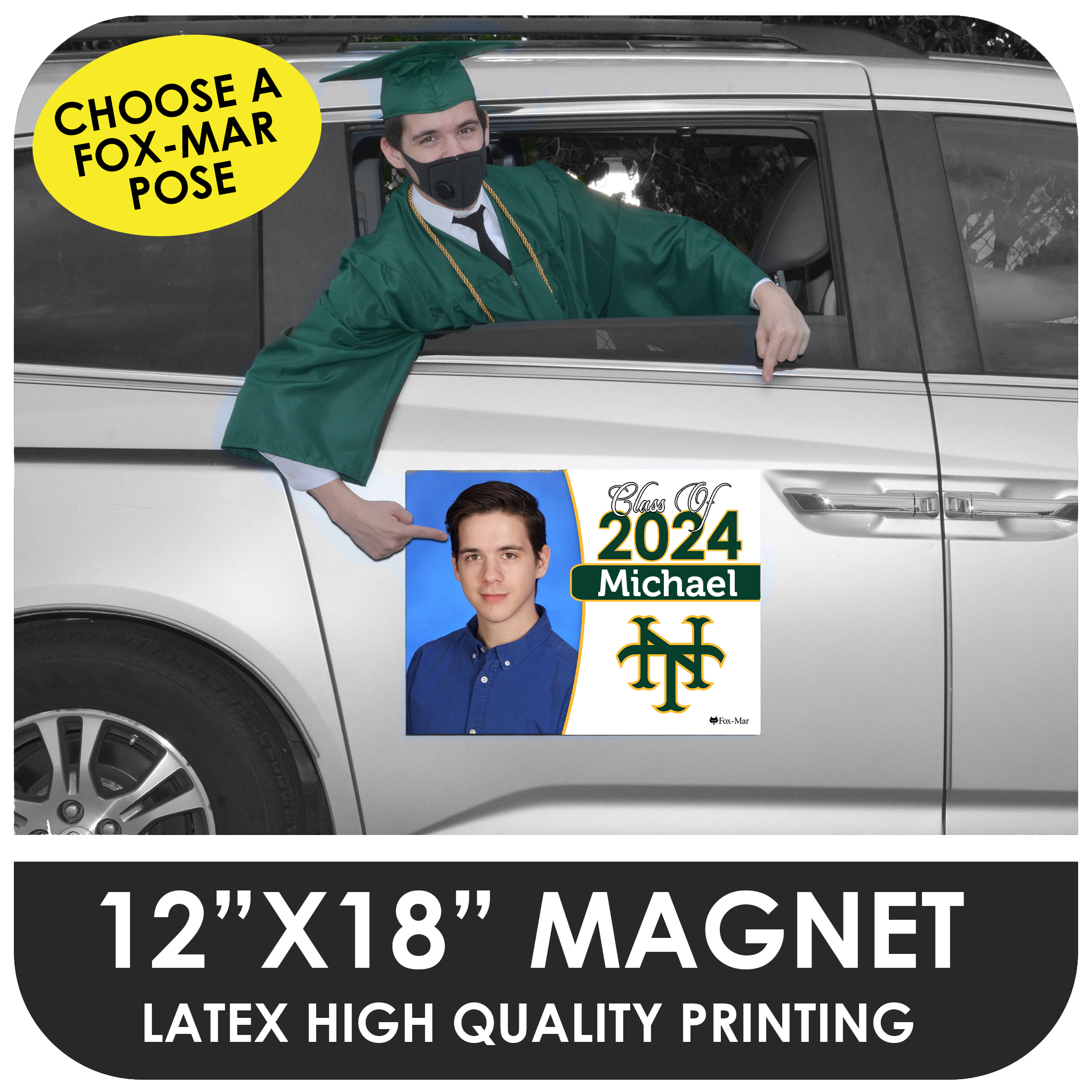 Choose a Fox-Mar Pose - Car Magnet for Graduation Parades