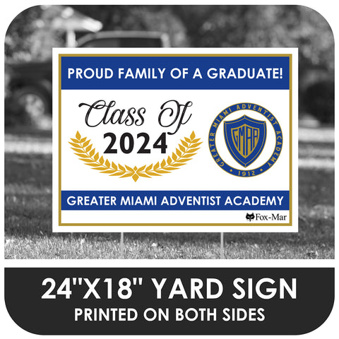 Greater Miami Adventist Academy School Logo Yard Sign - Modern Design