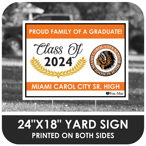 Miami Carol City Senior High School Logo Yard Sign - Modern Design