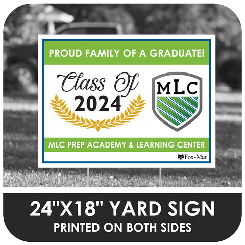 MLC Preparatory Academy School Logo Yard Sign - Modern Design