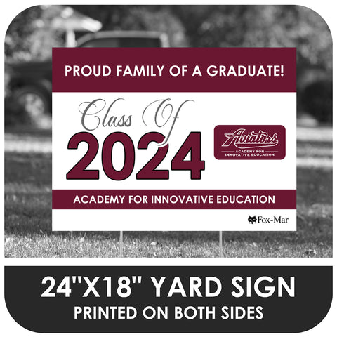 Academy for Innovative Education Charter School Logo Yard Sign - Classic Design