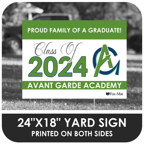 Avant Garde Academy School Logo Yard Sign - Classic Design