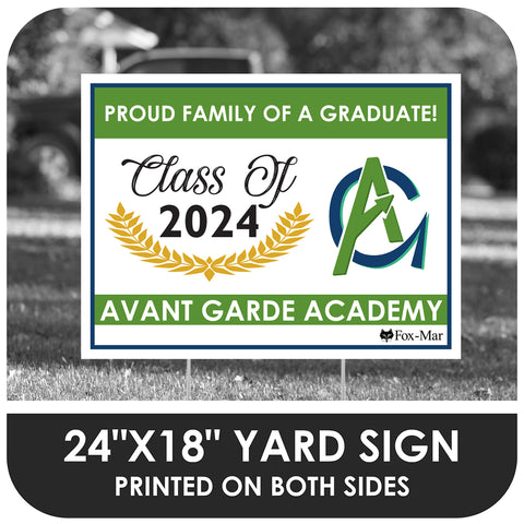 Avant Garde Academy School Logo Yard Sign - Modern Design