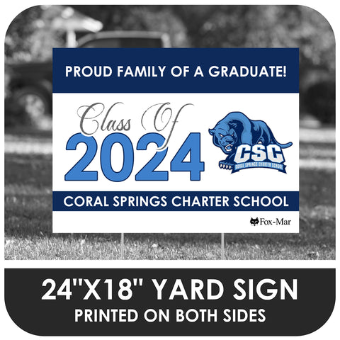 Coral Springs Charter School Logo Yard Sign - Classic Design
