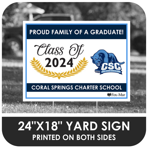 Coral Springs Charter School Logo Yard Sign - Modern Design