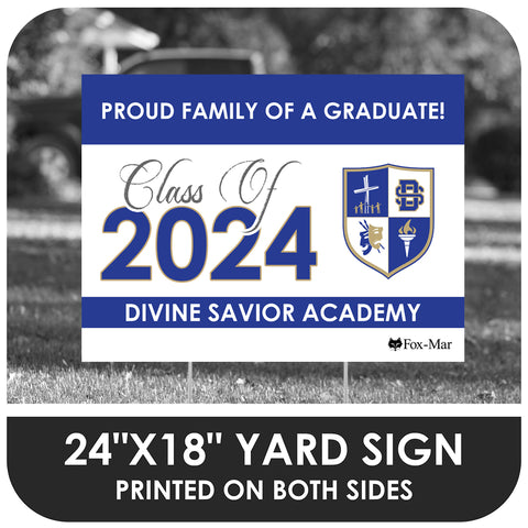 Divine Savior Academy School Logo Yard Sign - Classic Design