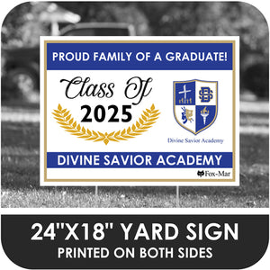 Divine Savior Academy School Logo Yard Sign - Modern Design
