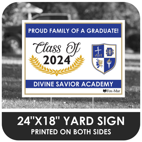 Divine Savior Academy School Logo Yard Sign - Modern Design