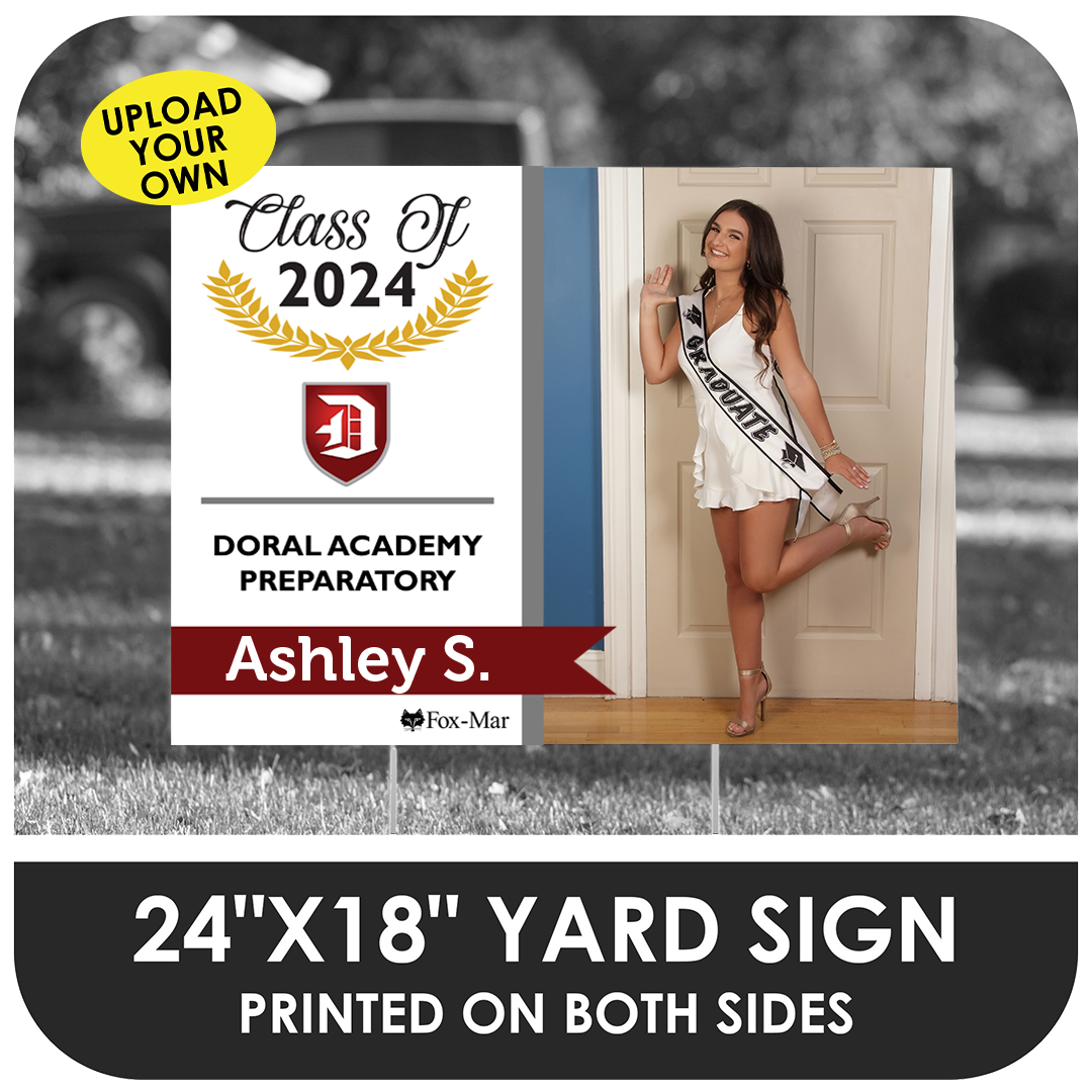 Doral Academy: Custom Photo & Name Yard Sign - Modern Design