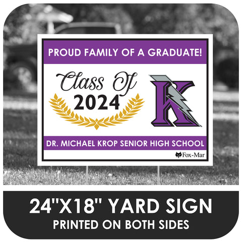 Dr. Michael Krop School Logo Yard Sign - Modern Design