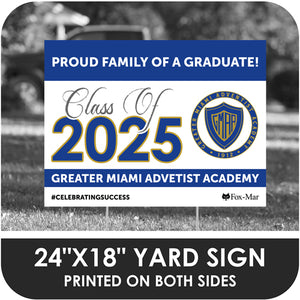 Greater Miami Adventist Academy School Logo Yard Sign - Classic Design