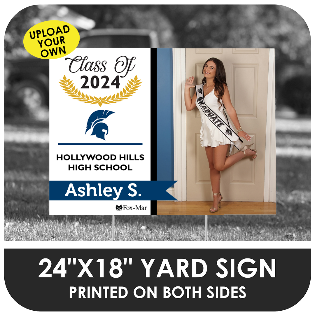 Hollywood Hills: Custom Photo & Name Yard Sign - Modern Design