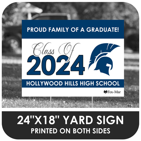 Hollywood Hills School Logo Yard Sign - Classic Design