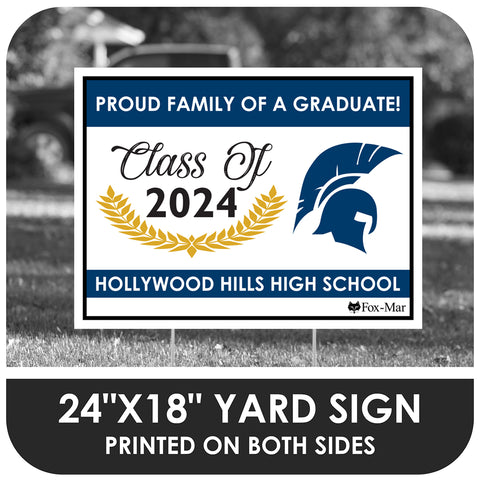 Hollywood Hills School Logo Yard Sign - Modern Design