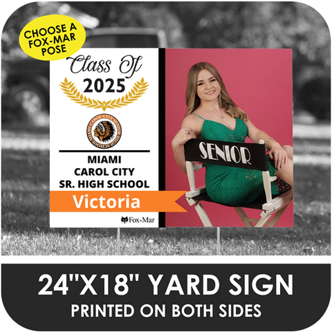 Miami Carol City Senior High: Fox-Mar Pose Yard Sign - Modern Design