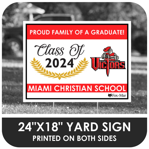Miami Christian School Logo Yard Sign - Modern Design