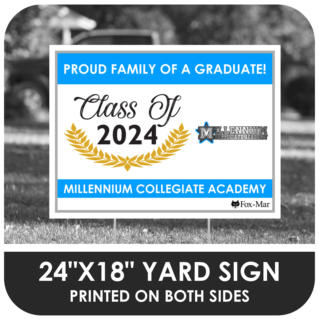 Millennium Collegiate Academy School Logo Yard Sign - Modern Design