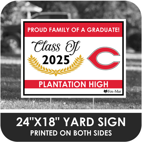 Plantation High School Logo Yard Sign - Modern Design