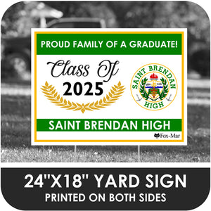 Saint Brendan High School Logo Yard Sign - Modern Design