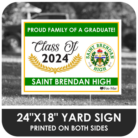 Saint Brendan High School Logo Yard Sign - Modern Design