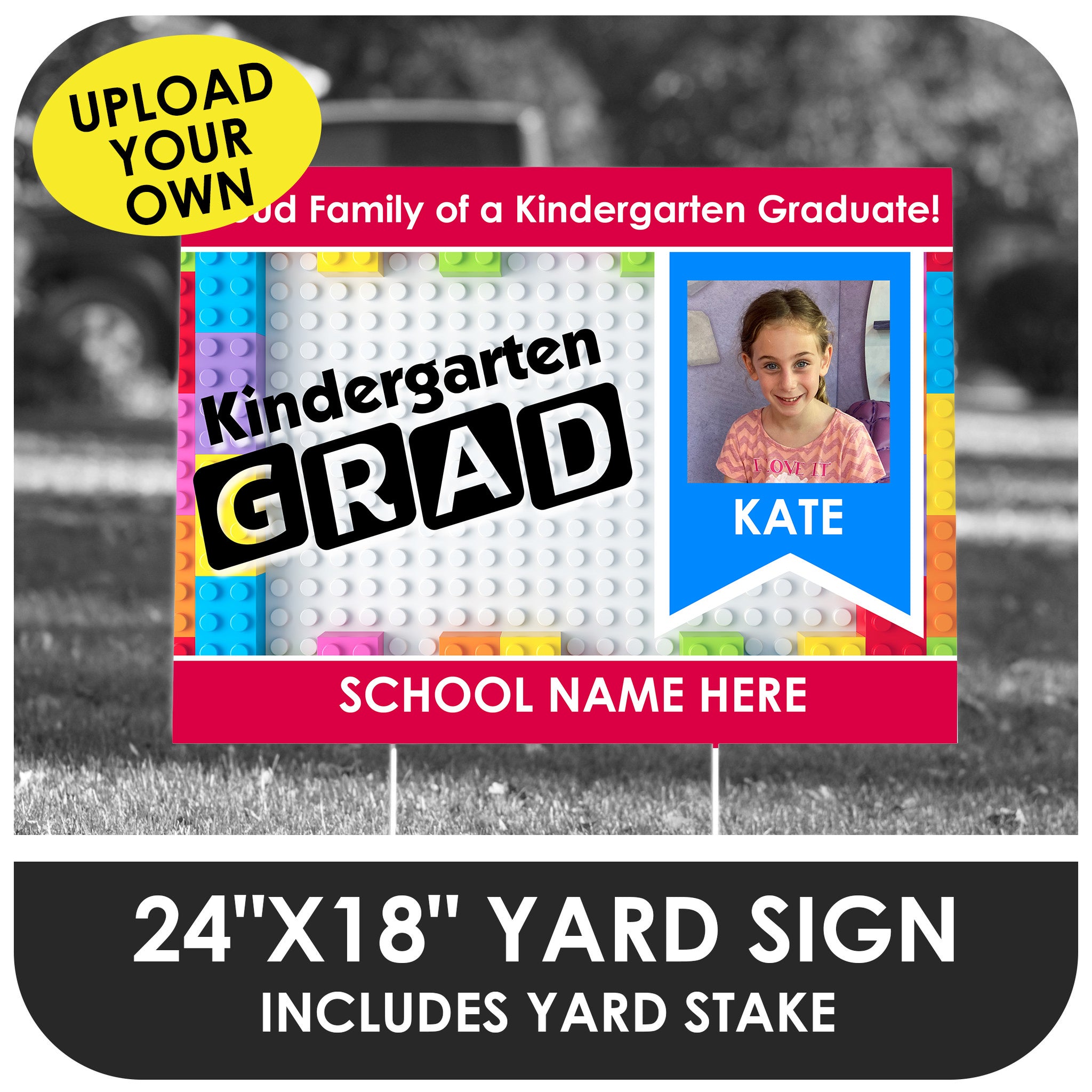 Kindergarten Brick Design Yard Sign